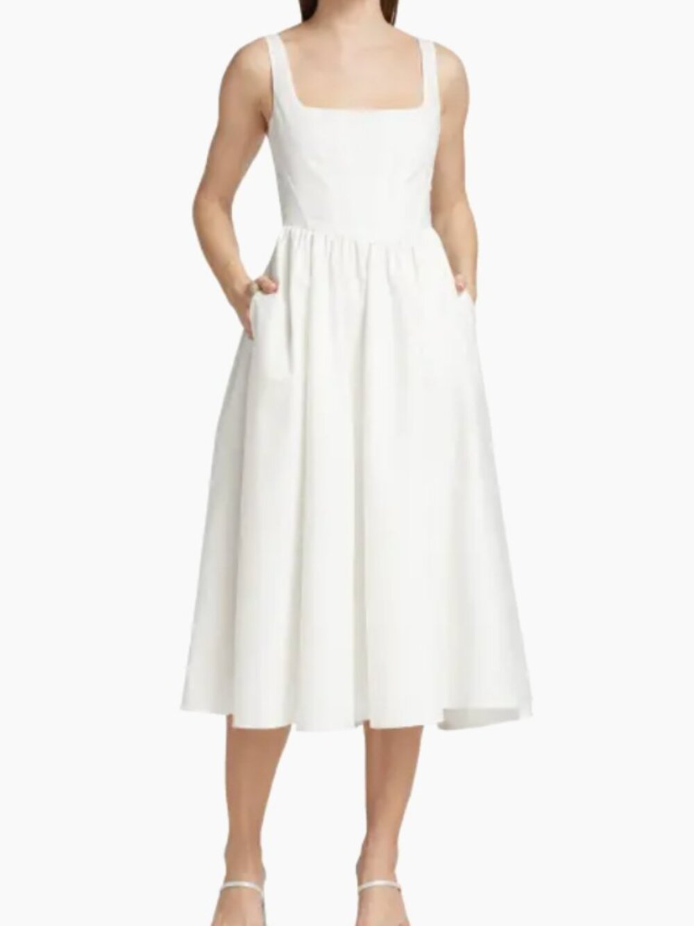 Ivory corset square-neck midi dress by Wayf, size XS.